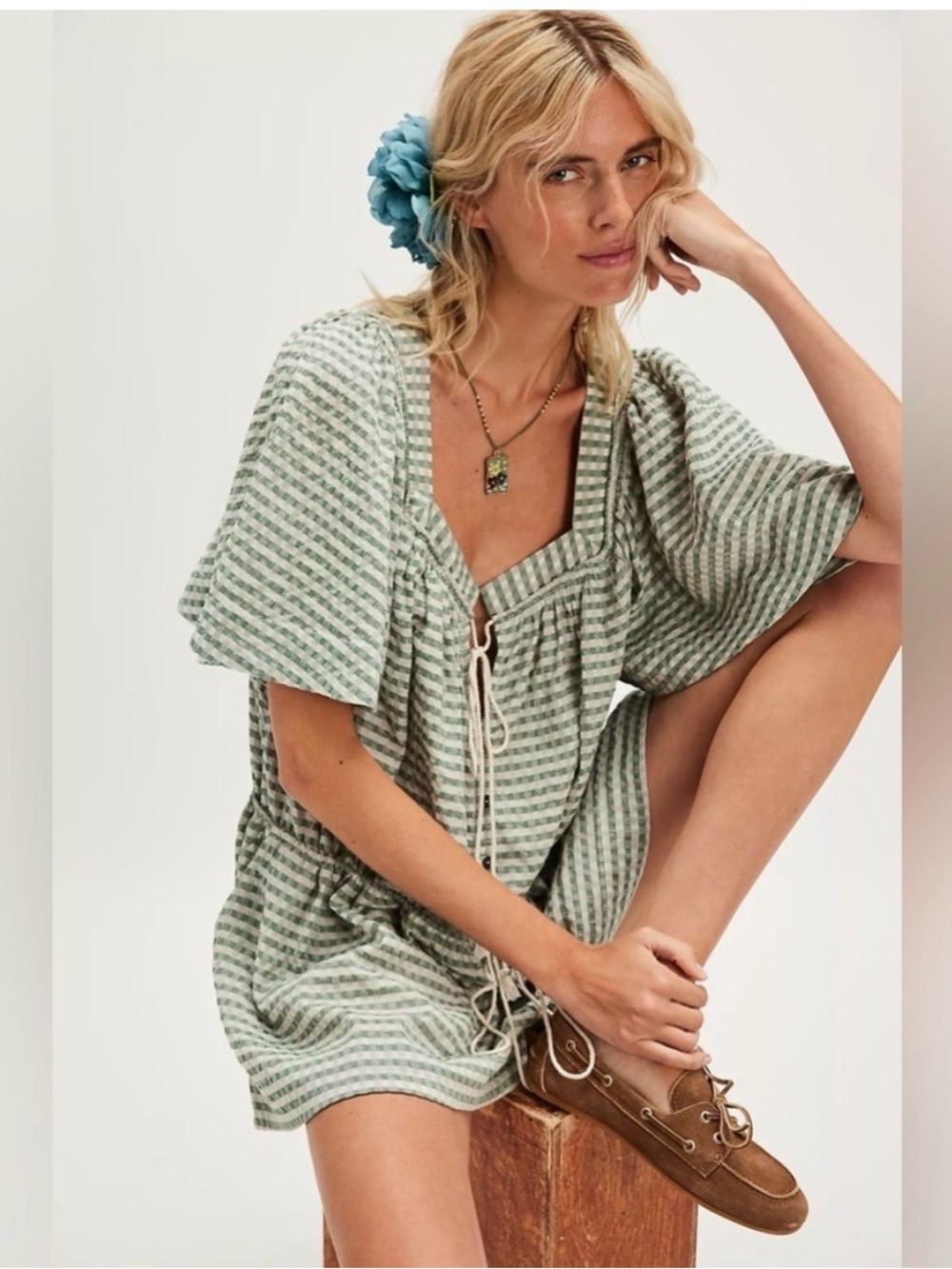 Free People Country Line Plaid Romper - Size Small